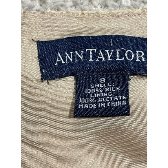 VTG Ann Taylor Sheath Dress Womens 8 Sleeveless Square Neck 100% Silk Gold Party - Picture 5 of 13